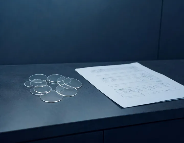 Unlabeled multifocal lenses beside a written procurement brief